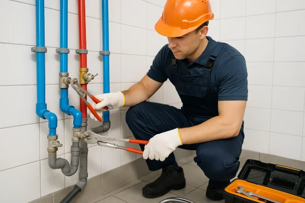 a plumber working on commercial pipe connections from Emergency Plumber Round Rock in Round Rock, TX - Burst pipe repair a plumber working on commercial pipe connections from Emergency Plumber Round Rock in Round Rock, TX - Burst pipe repair