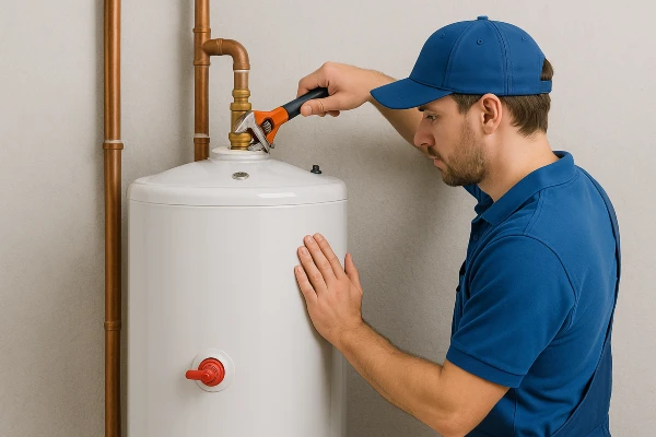a male plumber installing a garbage disposal from Emergency Plumber Round Rock in Round Rock, TX - Clogged Toilet Clearing