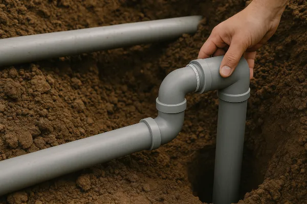 PVC pipes going underground from Emergency Plumber Round Rock in Round Rock, TX - Sewer Line Clearing Services